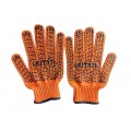 Перчатки трикотажные ХБ / ПЭ, 7 класс, 10 размер, оранжевый цвет + логотип Свитязь